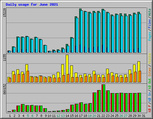 Daily usage for June 2021